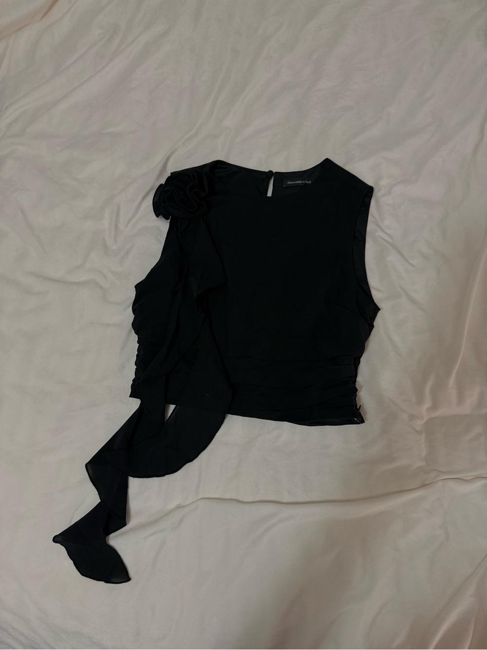 Abercrombie & Fitch Black Sleeveless Ruffle Detail Top
